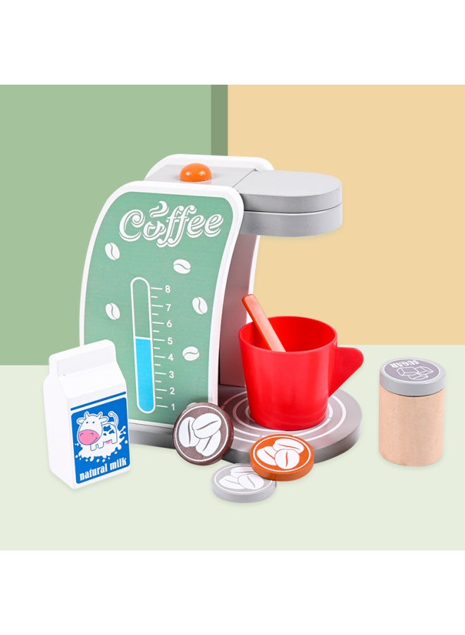 Wooden Children's Simulation Bread Machine Coffee Machine Pancake Machine Egg Beater Toy Set Baby Imitation Experience Puzzle-Color:Simulation Bread Machine MM - Image 2