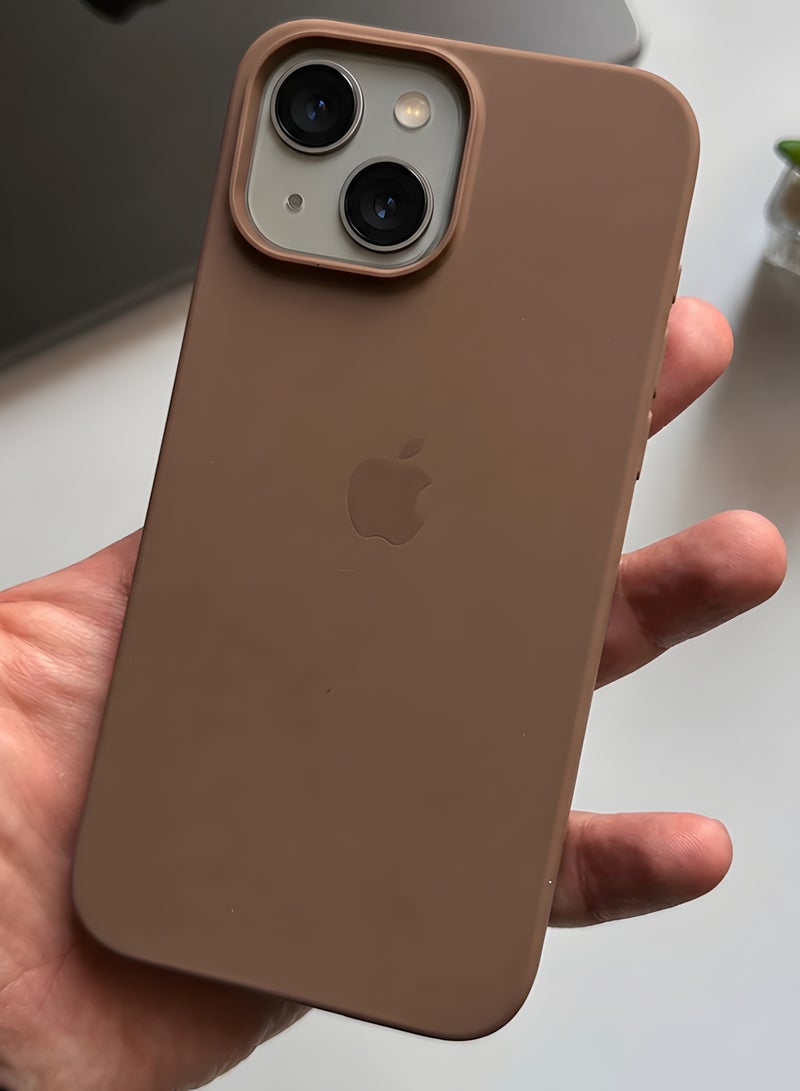 Silicone Case for iPhone 13 – Soft-Touch Shockproof Slim Protective Cover with Soft Inner Lining, Camera Protection & Anti-Slip Grip - Brown - Image 1