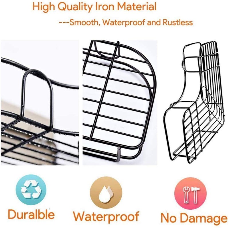 AG E-Com Multipurpose Kitchen Bathroom Corner Shelf Wall Holder Storage Rack Bathroom Rack Storage Box Strong Magic Sticker Shower Rack Shelf (Black) (Corner) - Image 2