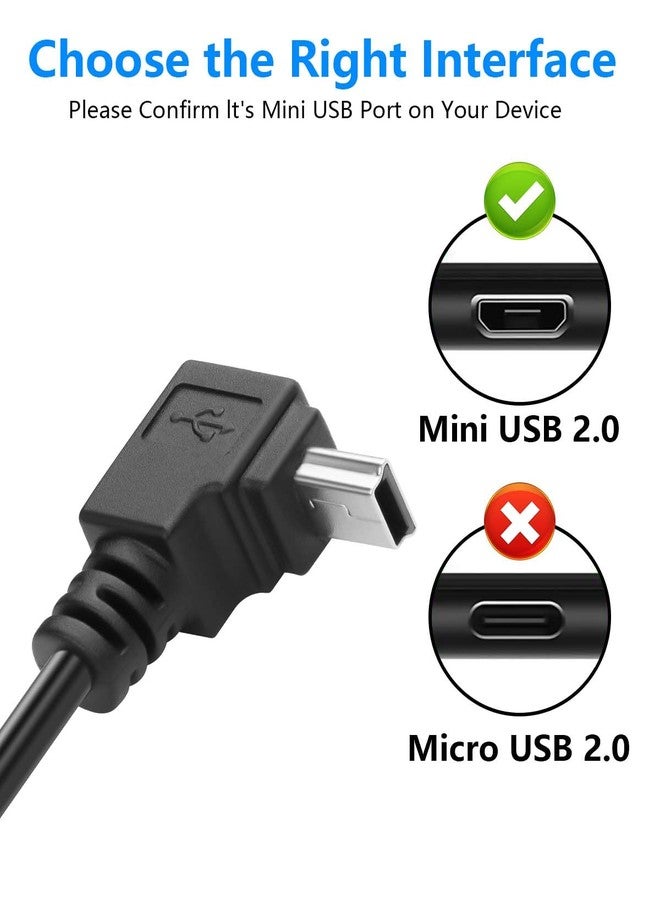 CERRXIAN 90 Degree Mini USB Cable, USB 2.0 Male to Down Angle Mini USB 5 Pin Male Data Sync and Charging Cable for GPS, Dash Cam, External Hard Drives - 4.92FT (2Pack) - Image 2