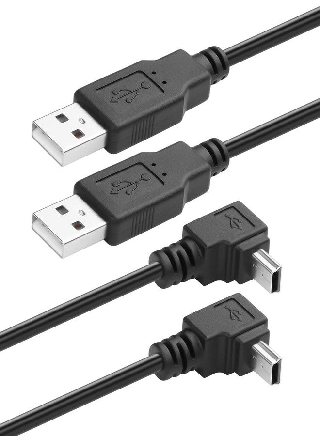 CERRXIAN 90 Degree Mini USB Cable, USB 2.0 Male to Down Angle Mini USB 5 Pin Male Data Sync and Charging Cable for GPS, Dash Cam, External Hard Drives - 4.92FT (2Pack) - Image 1