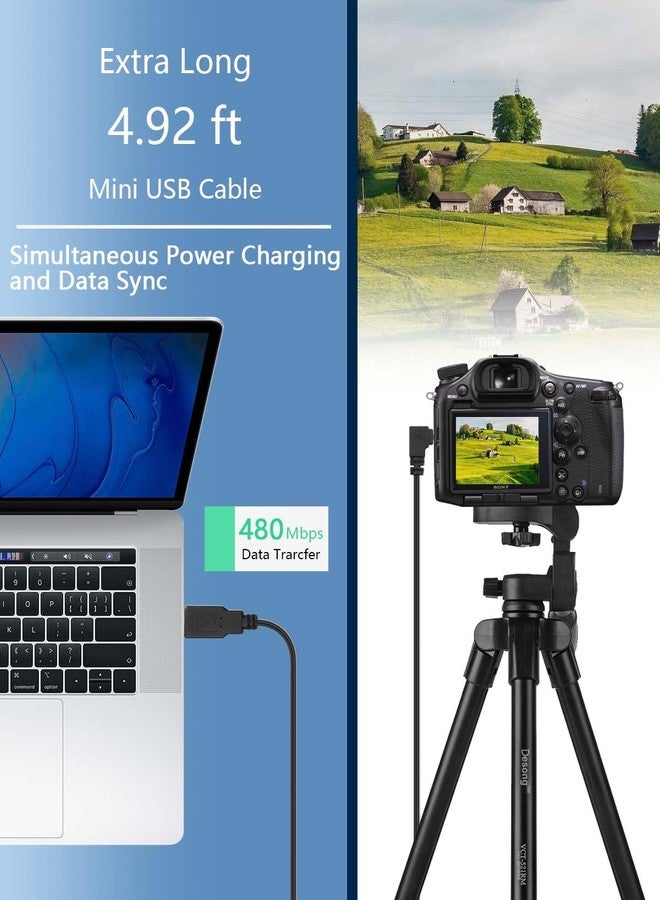 CERRXIAN 90 Degree Mini USB Cable, USB 2.0 Male to Down Angle Mini USB 5 Pin Male Data Sync and Charging Cable for GPS, Dash Cam, External Hard Drives - 4.92FT (2Pack) - Image 4