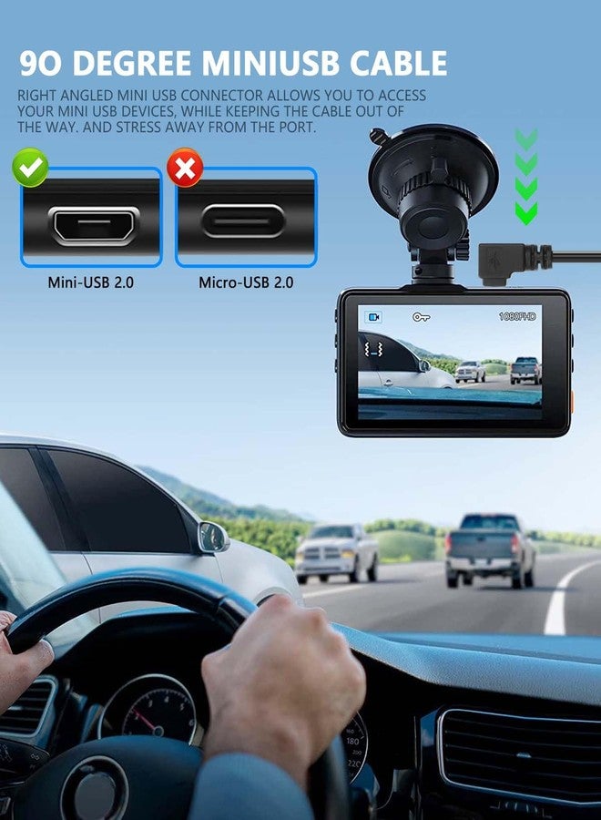 CERRXIAN 90 Degree Mini USB Cable, USB 2.0 Male to Down Angle Mini USB 5 Pin Male Data Sync and Charging Cable for GPS, Dash Cam, External Hard Drives - 4.92FT (2Pack) - Image 5
