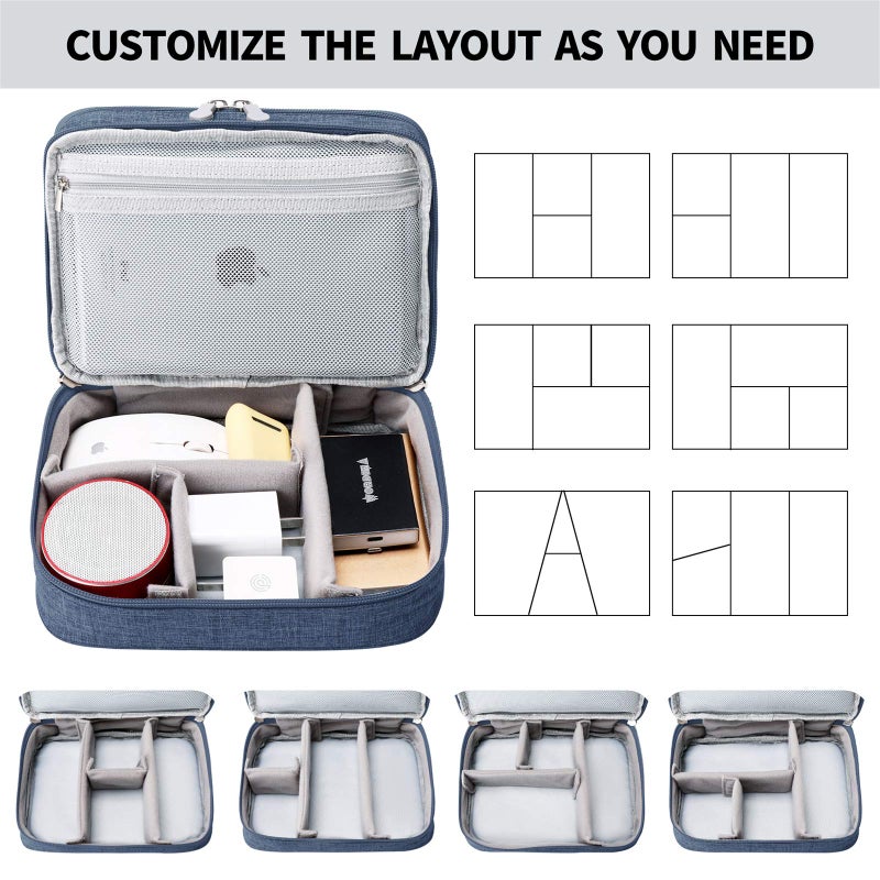 Lanola Travel Cable Organizer Bag, Electronic Accessories Case Portable Double Layer Cable Storage Bag for Cord,phone,Charger, Flash Drive, Phone, SD Card,Personal Items - (Dark Blue) - Image 4