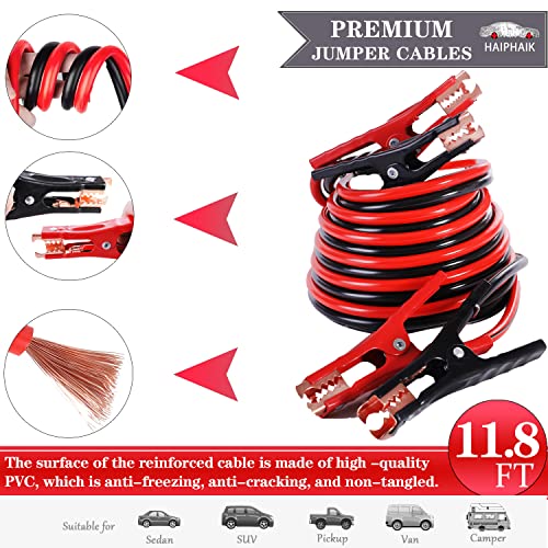 HAIPHAIK Emergency Roadside Kit for Car,Emergency Kits for Vehicles,Safety Kits for Cars, Car Jumper Cables Kit(11.8 Foot Upgrade) 124 Pcs,Tow Strap, Folding Survival Shovel,Car Tool Kit - Image 2