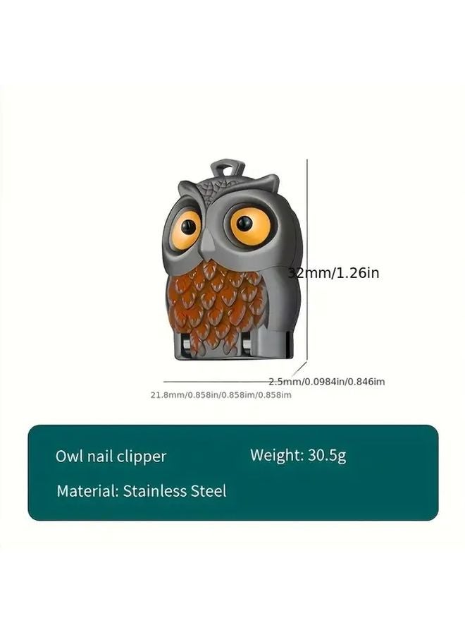 مقص أظافر على شكل بومة من الفولاذ المقاوم للصدأ الذهبي بسلسلة مفاتيح - شفرة حادة قابلة للطي متينة للمنزل والسفر - هدية مثالية للرجال والنساء - Image 5