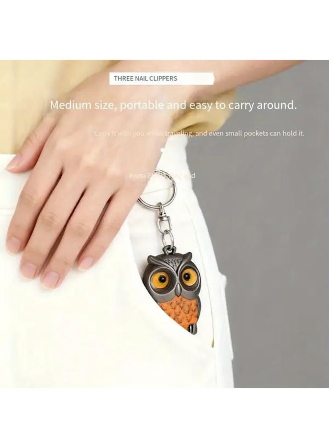 مقص أظافر على شكل بومة من الفولاذ المقاوم للصدأ الذهبي بسلسلة مفاتيح - شفرة حادة قابلة للطي متينة للمنزل والسفر - هدية مثالية للرجال والنساء - Image 3