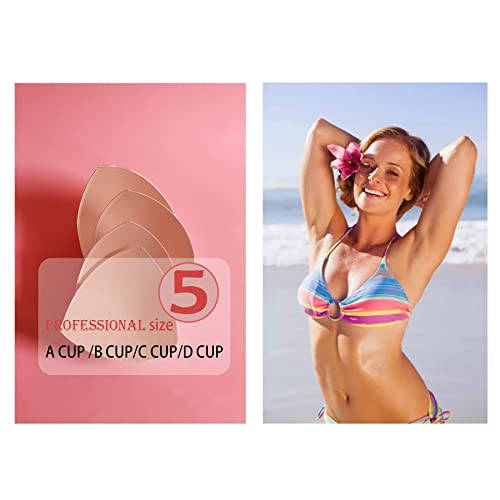 WMugthome 3 Pairs Sewn Bra Pads Push Up of Triangle Inserts for Replacements Bikini Top and Sports Swimsuit Bra Inserts(Beige-DD CUP) - Image 5