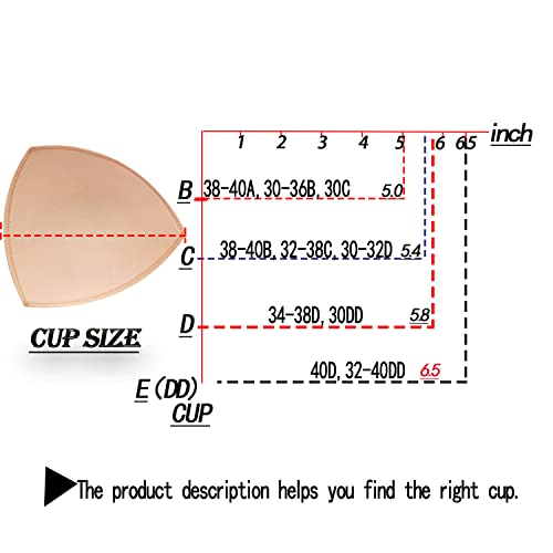 WMugthome 3 Pairs Sewn Bra Pads Push Up of Triangle Inserts for Replacements Bikini Top and Sports Swimsuit Bra Inserts(Beige-DD CUP) - Image 2