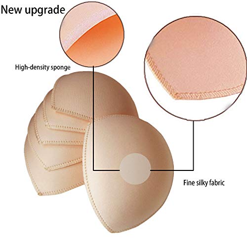 WMugthome 3 Pairs Sewn Bra Pads Push Up of Triangle Inserts for Replacements Bikini Top and Sports Swimsuit Bra Inserts(Beige-DD CUP) - Image 3