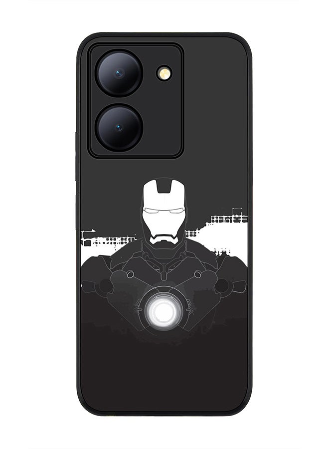 Stylizedd Rugged Black Edge case for Vivo Y27s/ Vivo Y27 5G, Slim fit Soft Case Flexible Rubber Edges Anti Drop TPU Gel Thin Cover - Iron Man Beam - Image 1