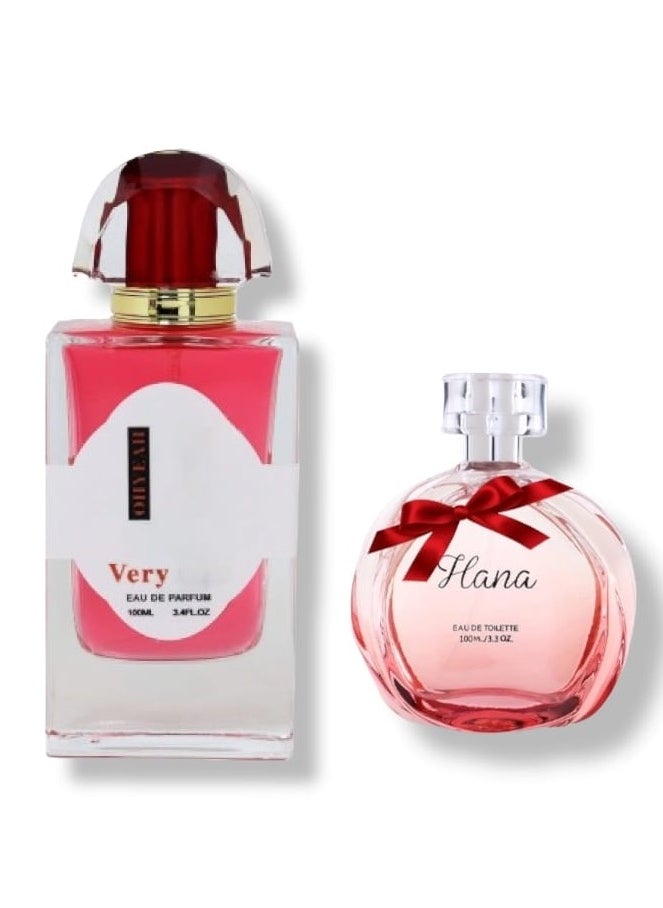 hana Romantic perfume for women with Hana perfume 100 ml, 2 pieces 