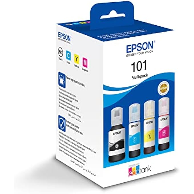 101 INK ECOTANK 4 COLOUR MULTIPACK, BLACK, MAGENTA, CYAN, YELLOW, LARGE