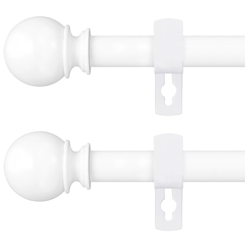 Poskena White Curtain Rods for Windows 28 to 48 Inch 58 Diameter Heavy Duty Metal Adjustable Small Curtain Rod With Bracket234 Feet