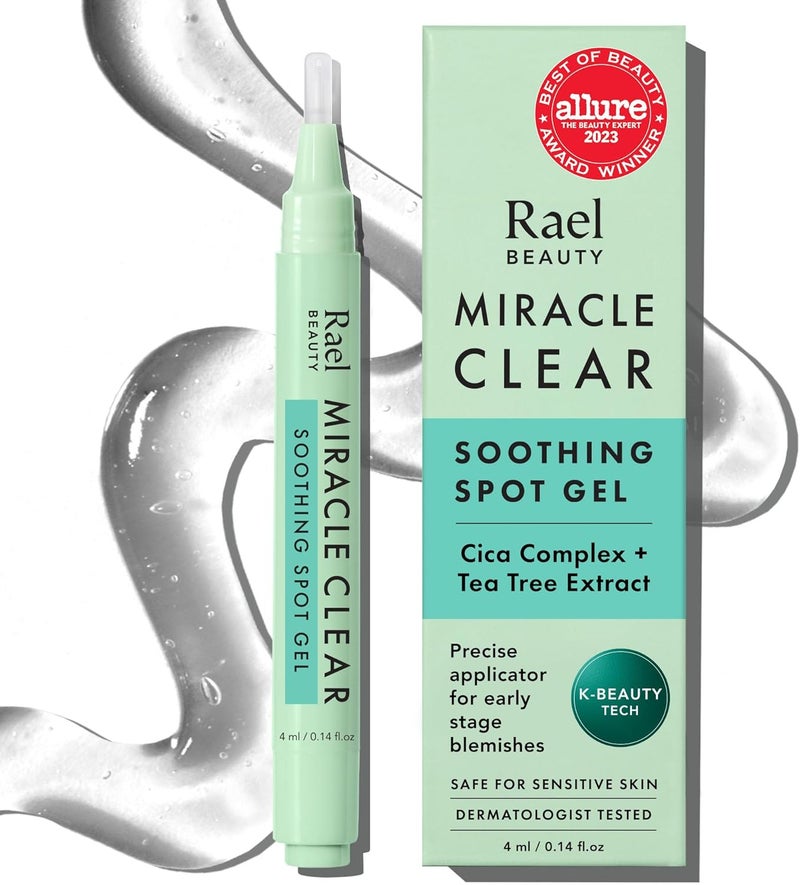 Rael Miracle Clear Soothing Spot Gel Pen Korean Skincare with Tea Tree Centella Succinic Acid For Early Stage Acne Pimples Spot Treatment Vegan Cruelty Free 4 ml