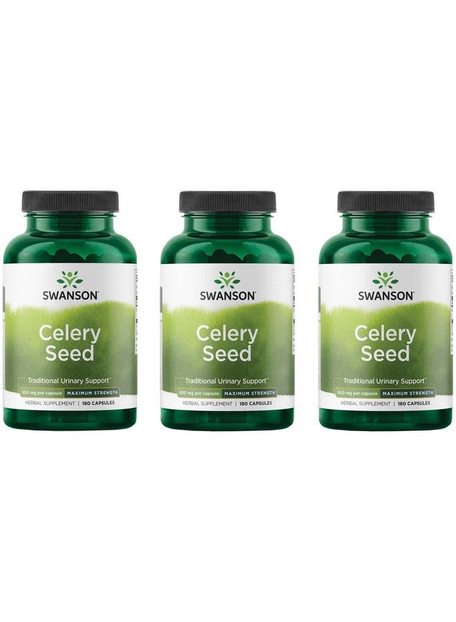 Swanson Premium- Celery Seed Maximum Strength - Antioxidant Support (500 mg 180 Capsules) (3 Pack)