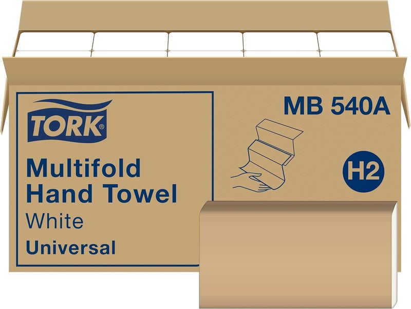 Tork Universal MB540A Multifold Paper Hand Towel 1-Ply 9.5 Width x 9.13 Length White (Case of 16 Packs 250 per Pack 4000 Towels) - Image 1