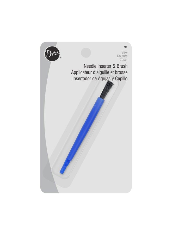 Dritz Machine Lint Brush for Sewing Machines & Sergers, 1 Count Needle Inserter, Blue - Image 1