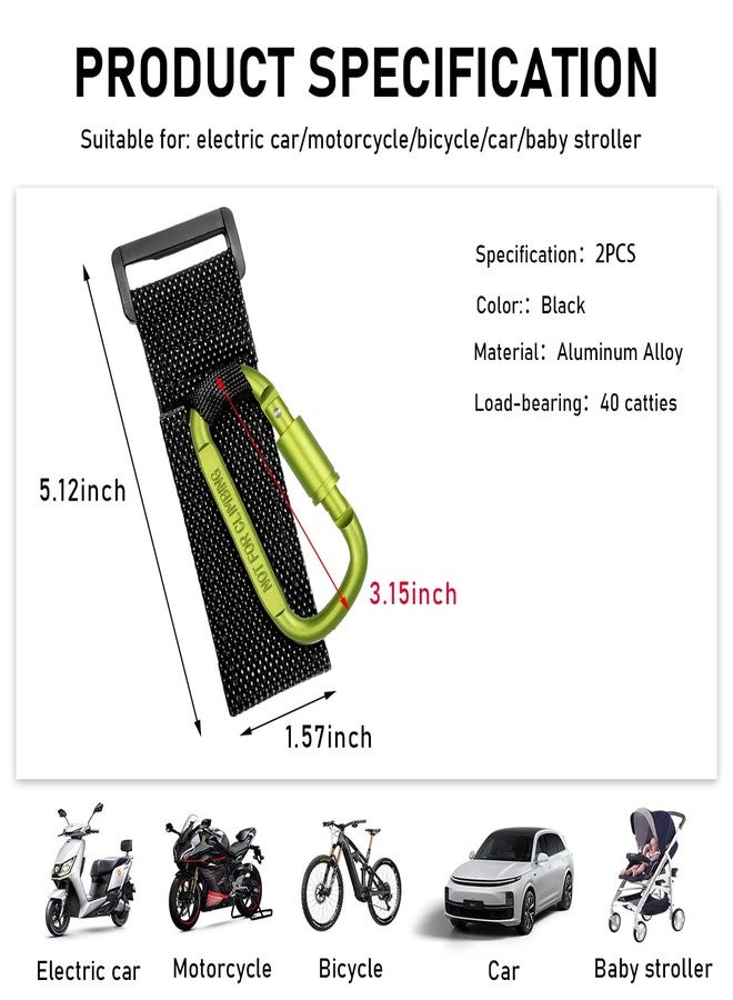 KVAEY 2 Pack Multipurpose Hook for Hanging Helmet, Goggle, Headsets, Durable Carabiners, Roll Bar Accessory Hook Hanger (Green) - Image 2