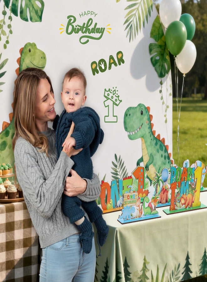 RANERVZ 6pcs Dinosaur Wooden Table Centerpieces for First Birthday Party Decorations Little Dino Roar 1st Birthday Party Table Centerpieces for Boys Dinosaur Baby Shower One Birthday Table Topper Sign Decors - Image 3