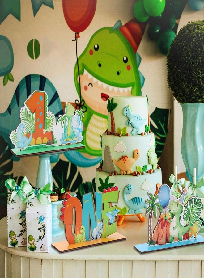 RANERVZ 6pcs Dinosaur Wooden Table Centerpieces for First Birthday Party Decorations Little Dino Roar 1st Birthday Party Table Centerpieces for Boys Dinosaur Baby Shower One Birthday Table Topper Sign Decors - Image 4