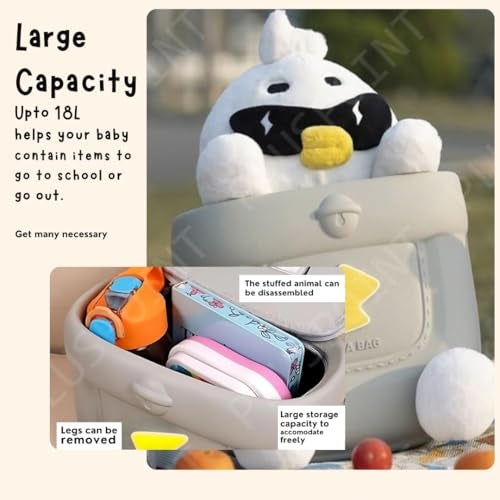 PLUSPOINT Cartoon Duck Cool Eva Backpack for kids Toddlers baby Preschoolers Light weight With Plush Toy Cute Cartoon Bag Perfect for Kids Picnics and Daily Adventures Ideal for Boys and Girls - Image 3
