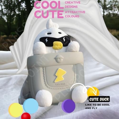 PLUSPOINT Cartoon Duck Cool Eva Backpack for kids Toddlers baby Preschoolers Light weight With Plush Toy Cute Cartoon Bag Perfect for Kids Picnics and Daily Adventures Ideal for Boys and Girls - Image 2