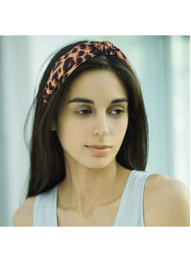 Kicosy - Icosy 2Pcs Headbands For Women Leopard Headband Knotted Headband For Girls Fashion Wide Headband Non Slip Hairband Elastic Hair Accessories(Black Leopard) - Image 1