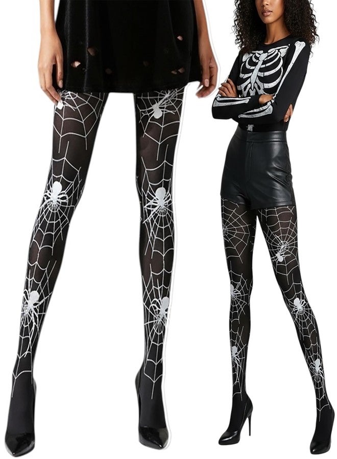 جوارب نسائية من ToBeInStyle بنقشة العنكبوت وشبكة العنكبوت - أسود/أبيض - Image 5