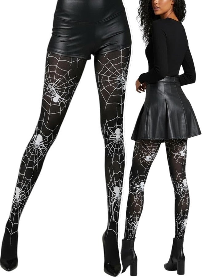 جوارب نسائية من ToBeInStyle بنقشة العنكبوت وشبكة العنكبوت - أسود/أبيض - Image 1