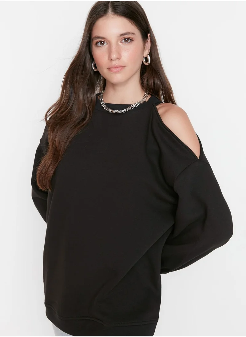 trendyol Cold Shoulder Puff Sleeve Sweatshirts