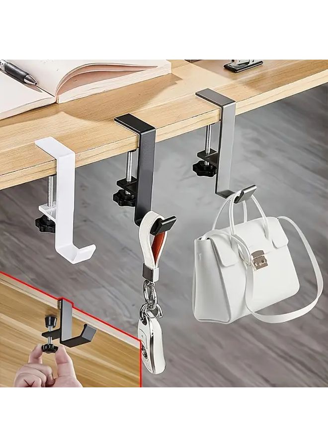 Black Adjustable Desk Hook For Headphones Keys Bags Home Office Storage - Image 3