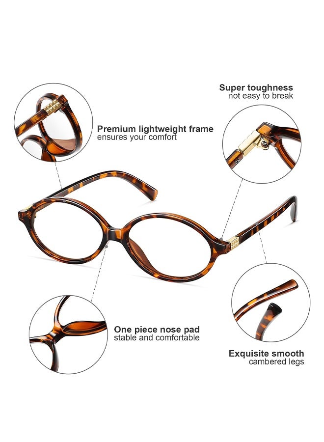 أزياء نظارات بيضاوية للنساء الرجال ريترو دائرة السلاحف إطار ضوء أزرق نظارات Nerd نظارات - Image 3