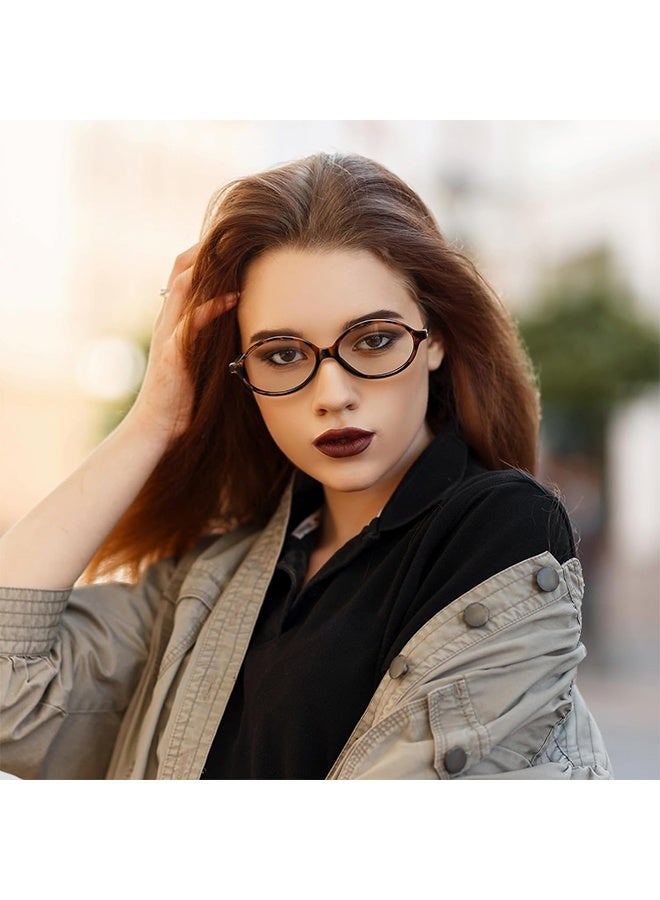 أزياء نظارات بيضاوية للنساء الرجال ريترو دائرة السلاحف إطار ضوء أزرق نظارات Nerd نظارات - Image 4