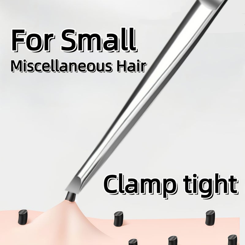 ملقط حاجب مائل من الفولاذ المقاوم للصدأ (قطعتان) مع حقيبة جلدية لإزالة شعر الوجه والعناية باللحية - Image 1