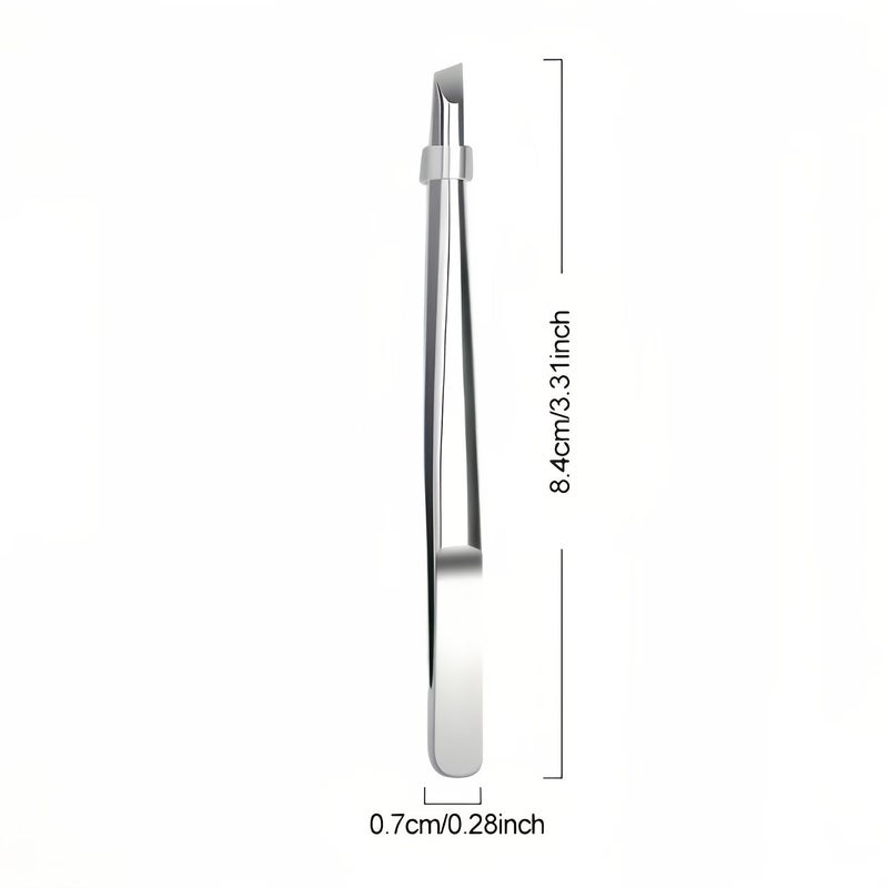 ملقط حاجب مائل من الفولاذ المقاوم للصدأ (قطعتان) مع حقيبة جلدية لإزالة شعر الوجه والعناية باللحية - Image 5