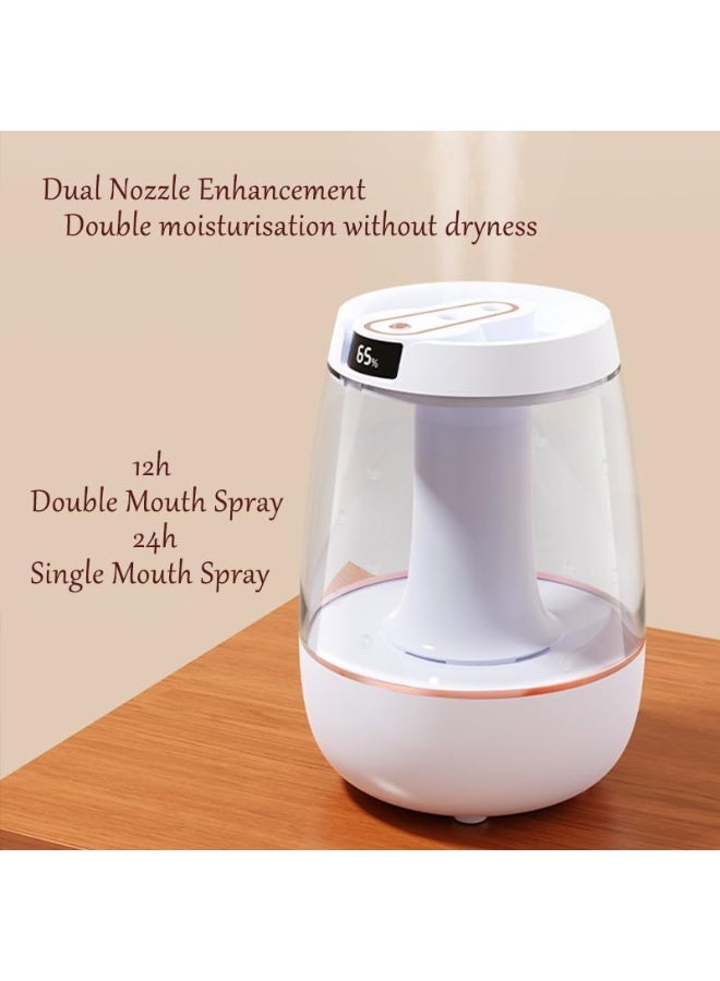 جهاز ترطيب ذكي بسعة ٣ لتر مع فوهتين، ضوضاء منخفضة ٢٦ ديسيبل، عرض رقمي، ٣ أوضاع للرذاذ، إضاءة ليلية، إيقاف تلقائي، مرطب للغرف الكبيرة وغرفة النوم وحضانة الأطفال والنباتات - Image 2