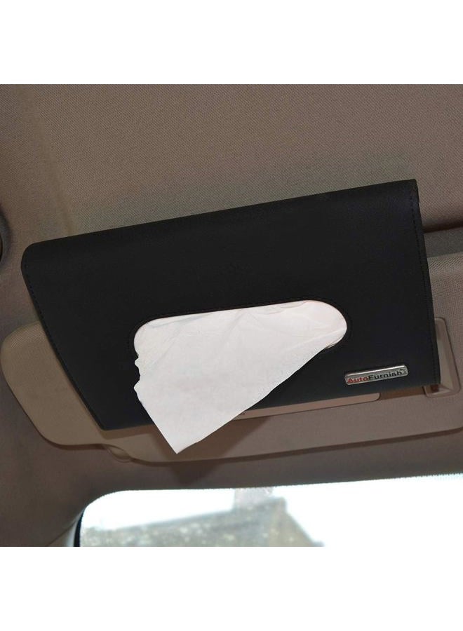 AutoFurnish 7D Car Tissue Holder for Sun Visor | 50 Free Tissues | Universal Fit | Diamond Cut Stitching | Luxury Finish | Easy Pull and Refill Car Interior Organizer Accessories (Black) - Image 2