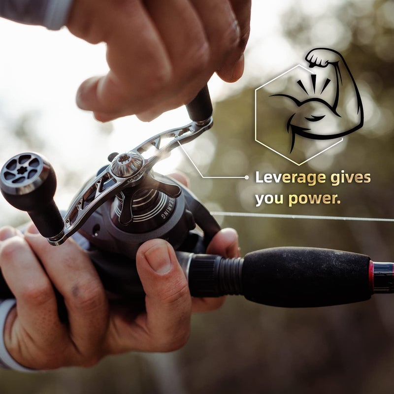 GOMEXUS Power Handle 8x5mm Compatible for Shimano Tranx 300 400 Curado 300K Daiwa Lexa Taluta Abu Garcia Revo Low Profile Lew's Baitcasting Reel Handle with TPE knob 120mm | Bass Fishing - Image 3