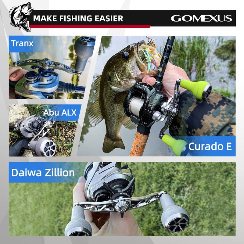 GOMEXUS Power Handle 8x5mm Compatible for Shimano Tranx 300 400 Curado 300K Daiwa Lexa Taluta Abu Garcia Revo Low Profile Lew's Baitcasting Reel Handle with TPE knob 120mm | Bass Fishing - Image 2