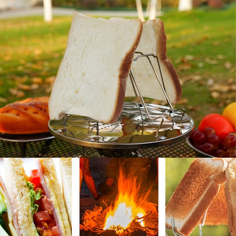 2 Portable Stainless Steel Outdoor Bread Grill Toasting Rack Set - Image 4