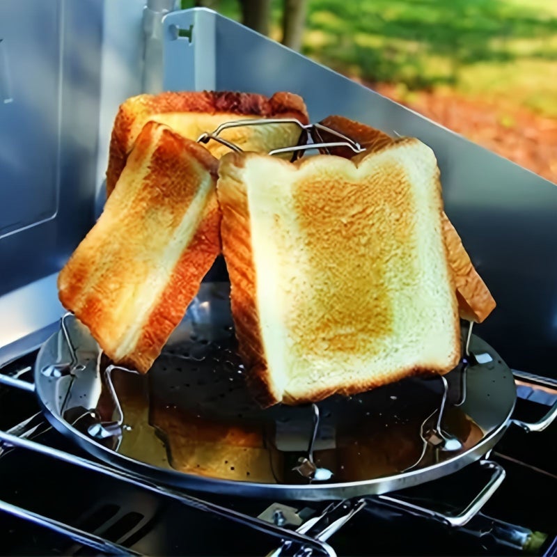 2 Portable Stainless Steel Outdoor Bread Grill Toasting Rack Set - Image 1