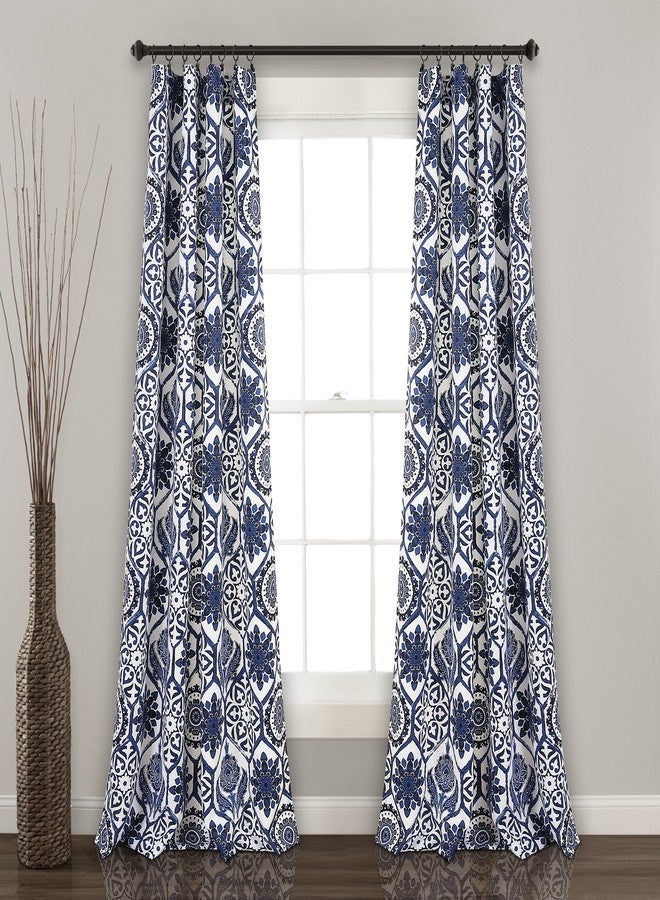 Lush Decor Marvel Curtains | Light Filtering Window Panel Set for Living, Dining, Bedroom (Pair), 84” x 52”, Navy - Image 1