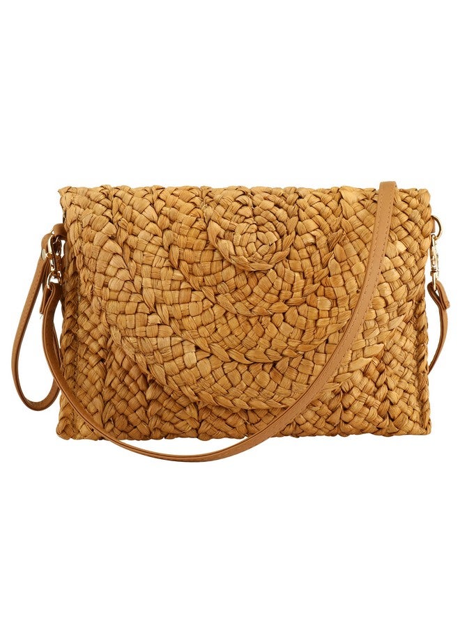 Gets Straw Clutches Beach Bag For Women Summer Crossbody Straw Bag With Bag Strap (Coffee Color) - Image 1