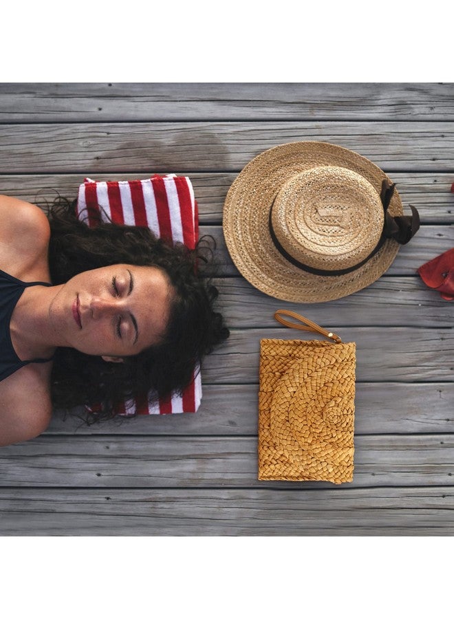 Gets Straw Clutches Beach Bag For Women Summer Crossbody Straw Bag With Bag Strap (Coffee Color) - Image 5