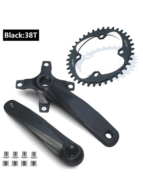 104BCD Square Crankset 152mm MTB Chainring Upgrade Crank +38T Black