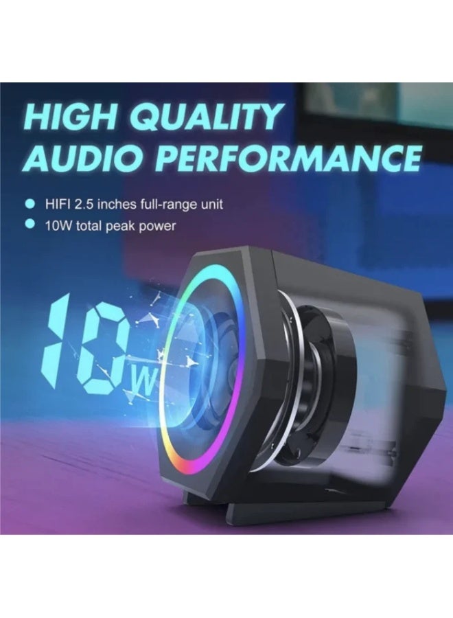 Kisonli RGB Mini USB Desktop Speaker 2.0 Stereo Sound with LED Light for PC Laptop Gaming -L-6060 - Image 5