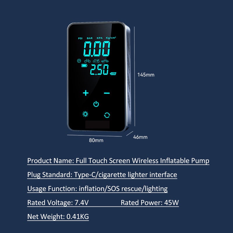 ST-9616A Full-Touch-Screen Vehicle-Mounted Air Pump Portable Air Pump for Automobile Air Compressor Electric Tire Inflator - Image 5