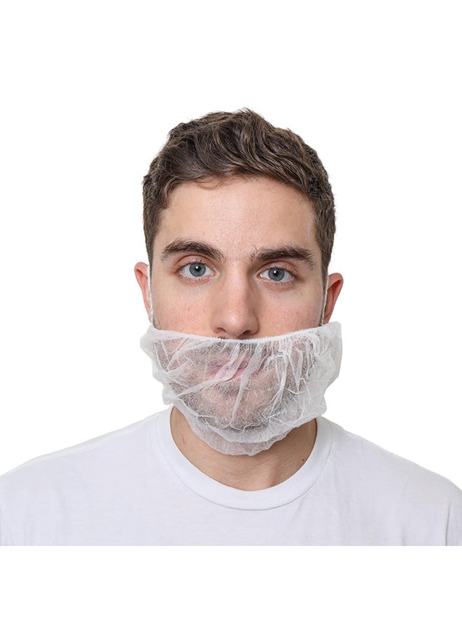 TEXSENDA 100-Piece Beard Net Disposable Covers for Catering, Cooking, and Cleaning, 21-Inch (White)