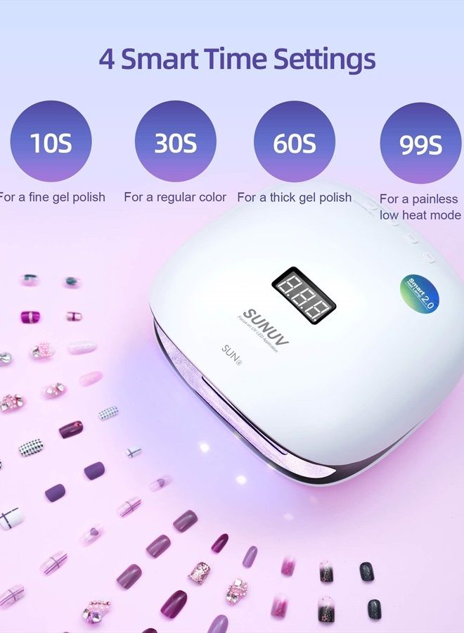 SUNUV SUN4 48W LED UV Light Nails Lamp– LED UV Lamp for Gel Nails with 4-Timer Settings– Gel UV LED Nail Lamp– LED Nail Light for Gel Nails– Gel Polish UV Light Nail Dryer– Gel LED UV Nail Lamp - Image 4